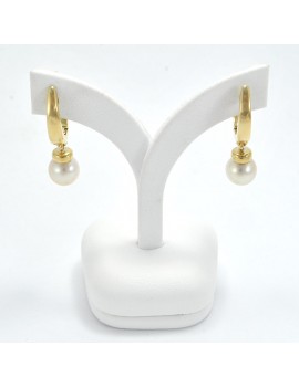 18k GOLD EARRINGS AND 8 mm...