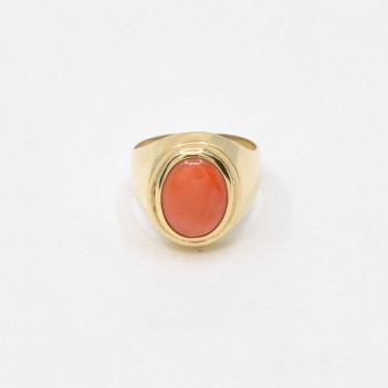 RING IN 18K GOLD AND CORAL