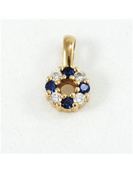 18K GOLD WITH DIAMONDS AND SAPPHIRE PENDANT