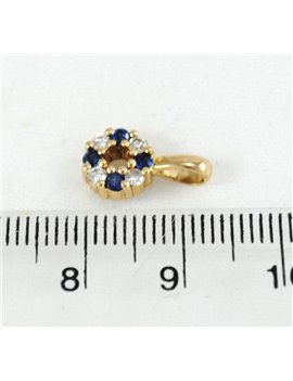 18K GOLD WITH DIAMONDS AND SAPPHIRE PENDANT