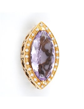 18K GOLD WITH DIAMONDS AND AMETHYST PENDANT