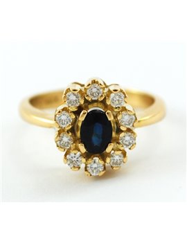 18K GOLD WITH DIAMONDS AND SAPPHIRE RING