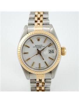 LADY ROLEX DATE STEEL AND GOLD REF. 69173 YEAR 1985 BOX AND PAPERS