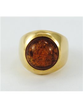 18K GOLD AND AMBER RING